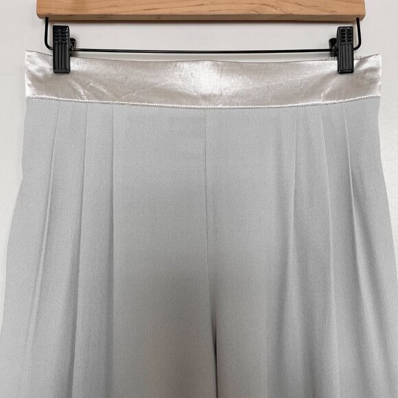 Vintage Silver & Gray Pleated Crepe Wide Leg Pants Size 12 Medium Large - Picture 3 of 8